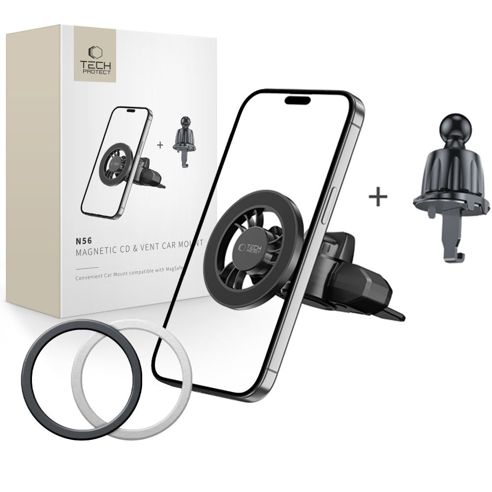 Tech-Protect N56 Μαγνητική MagSafe Βάση Αυτοκινήτου για τον Αεραγωγό και την Υποδοχή CD - Black