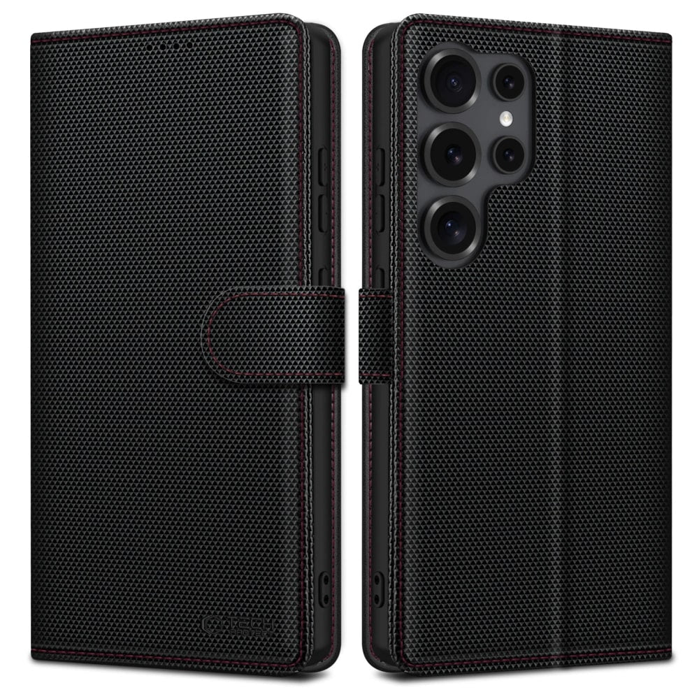 Tech-Protect Samsung Galaxy S25 Ultra Wallet RS Θήκη Πορτοφόλι Stand από Δερματίνη - Black / Red