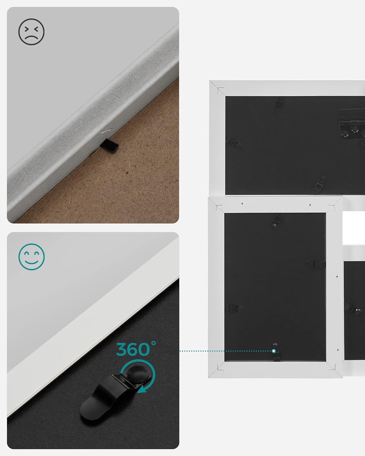 Songmics Ξύλινη Κορνίζα για 4 Φωτογραφίες 10 x 15 cm - White - RPF25WT