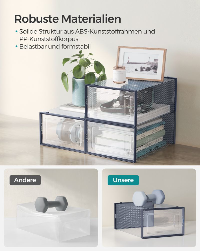 Songmics Σετ με 18 Κουτιά Αποθήκευσης Υποδημάτων - Anthracite Blue / Διάφανα - LSP18SB30