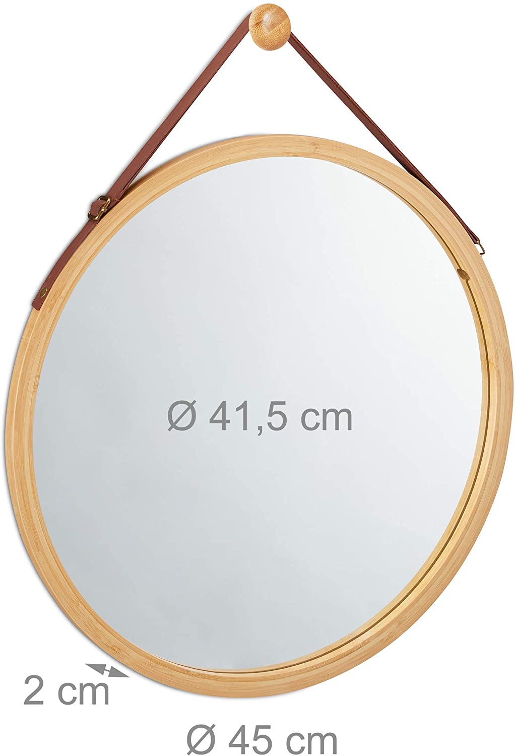 Relaxdays Διακοσμητικός Καθρέπτης Τοίχου από Μπαμπού Design Round - Natural - 4052025265021