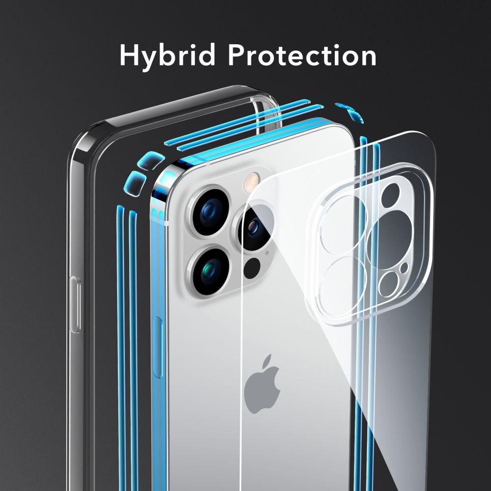 ESR iPhone 14 Pro Max Ice Shield Θήκη με Πλαίσιο Σιλικόνης και Όψη Γυαλιού Tempered Glass - Διάφανη