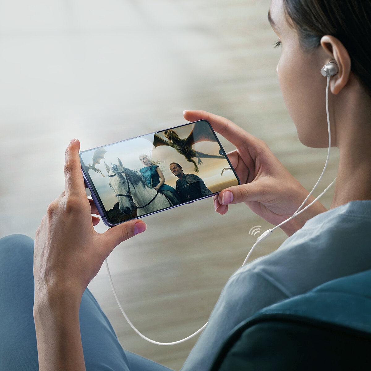 Joyroom JR-EC06 USB-C Handsfree Ακουστικά με Ενσωματωμένο Μικρόφωνο - Silver