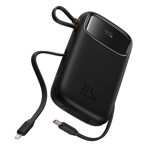 Baseus Qpow Pro+ Power Bank 20000mAh 22.5W με Οθόνη και Ενσωματωμένα Καλώδια Type-C και Lightning - Black - P10055002113-00