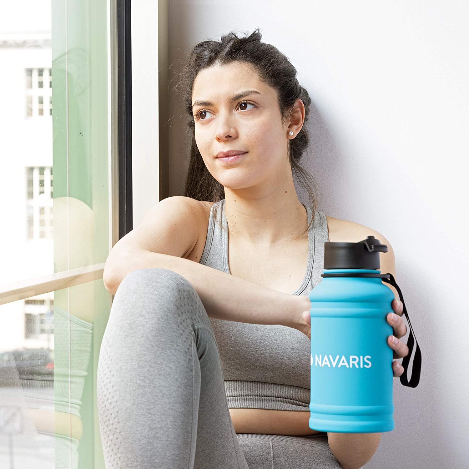 Navaris Μπουκάλι Νερού από Ανοξείδωτο Ατσάλι - BPA Free - 1.3 L - Turquoise - 52873.37