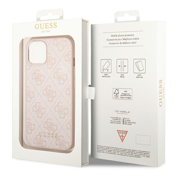 Guess iPhone 14 4G Saffiano Θήκη με Επένδυση Συνθετικού Δέρματος - Pink - GUHCP14SG4GFPI