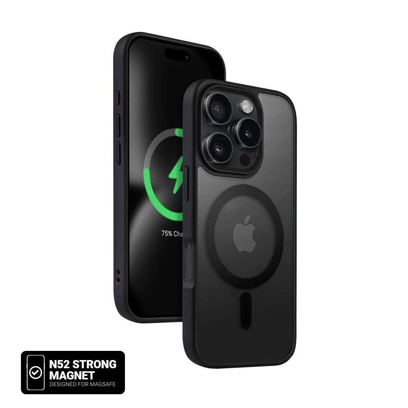 Crong iPhone 16 Pro Max Hybrid Frost Mag - Σκληρή Θήκη με Πλαίσιο Σιλικόνης και MagSafe - Black