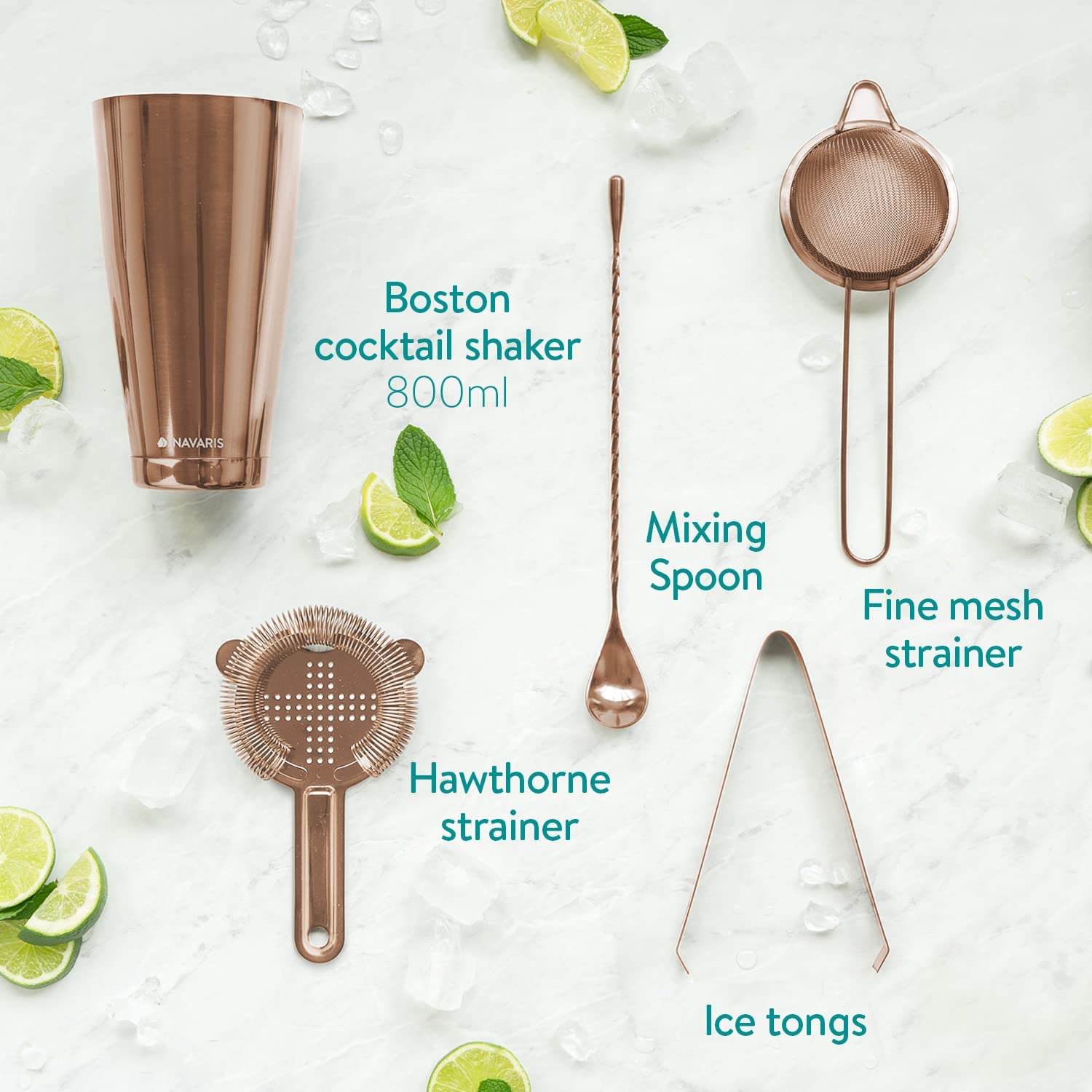 Navaris Σετ 11 Τεμαχίων για Cocktail - Rose Gold - 49860.11.81