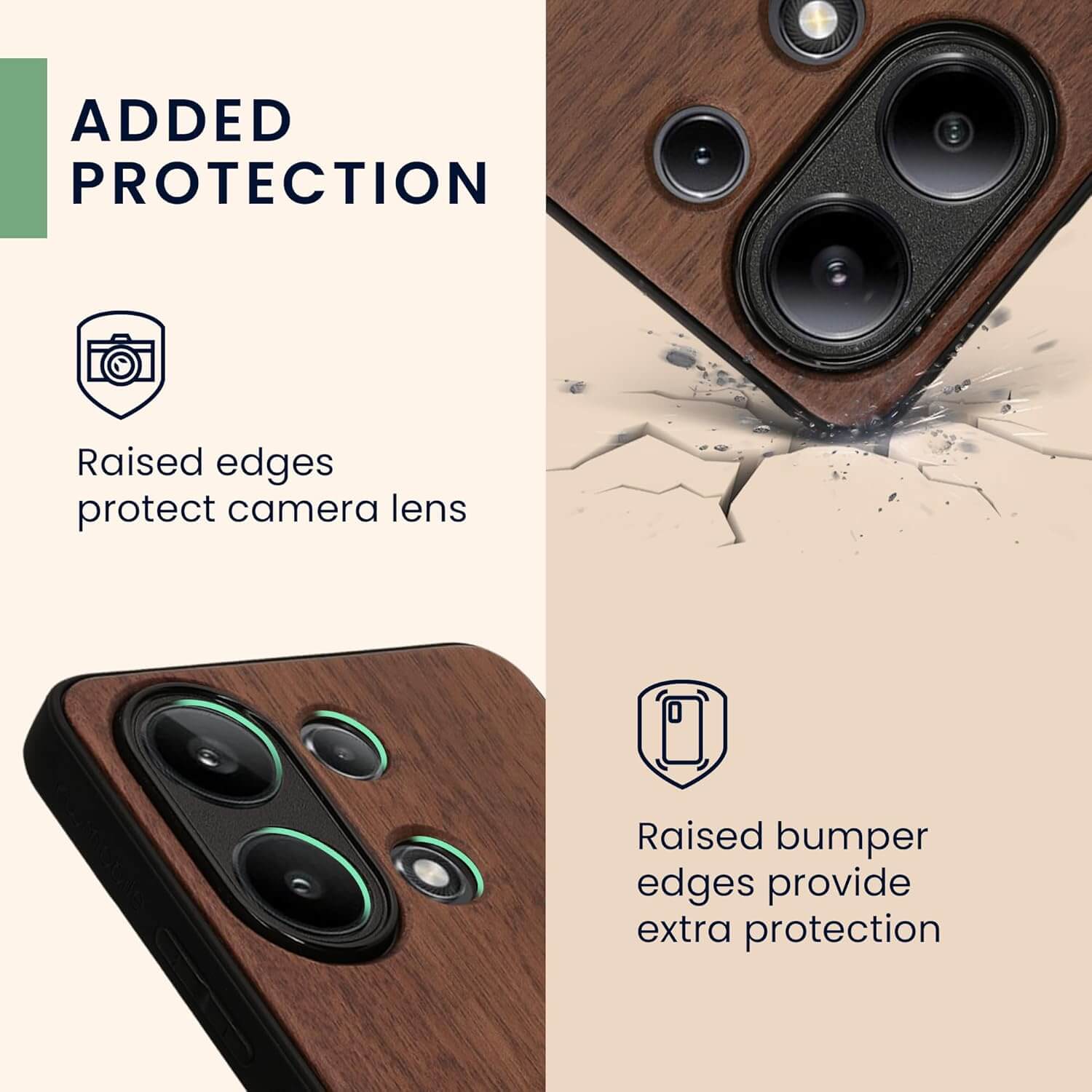 KW Xiaomi Redmi Note 13 4G Θήκη από Φυσικό Ξύλο - Design Compass Vintage - Dark Brown