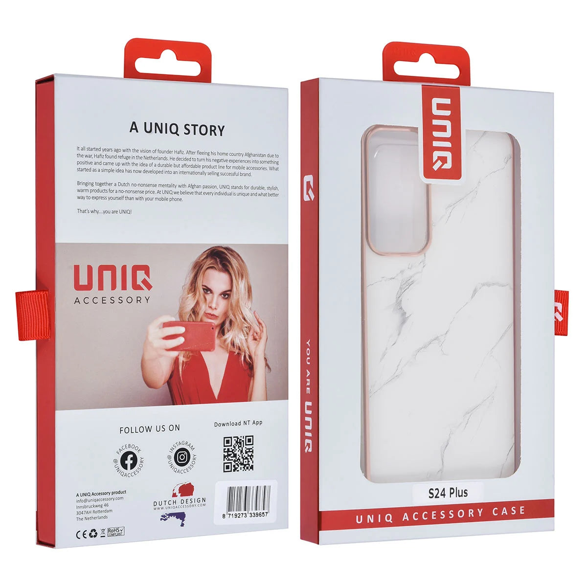 Tuniq Samsung Galaxy S24 Plus - Σκληρή Θήκη με Πλαίσιο Σιλικόνης - Σχέδιο Μάρμαρο - Λευκή