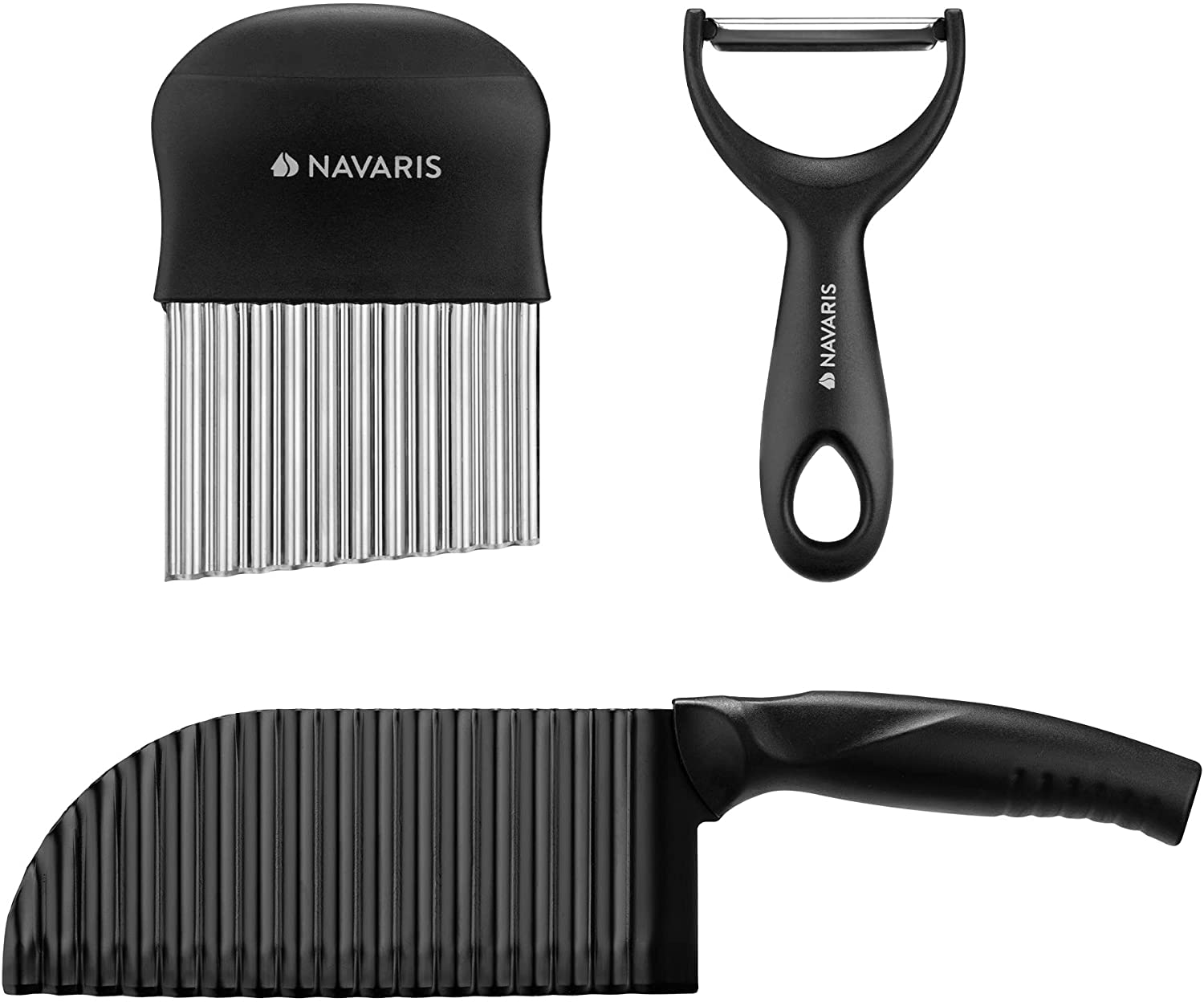 Navaris Σετ 3 Τεμαχίων Αποφλοίωσης και Κοπής Πατάτας - Black - 56129.03.01