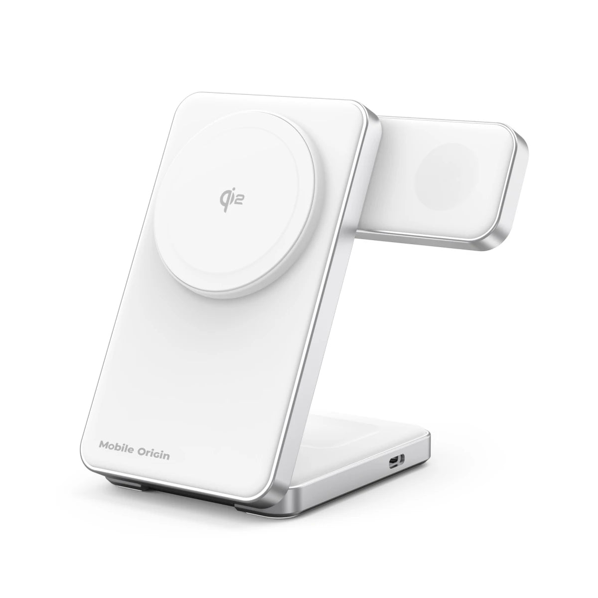 Mobile Origin Qi2 CompactStand 3in1 Ασύρματος Μαγνητικός Φορτιστής MagSafe - White / Silver