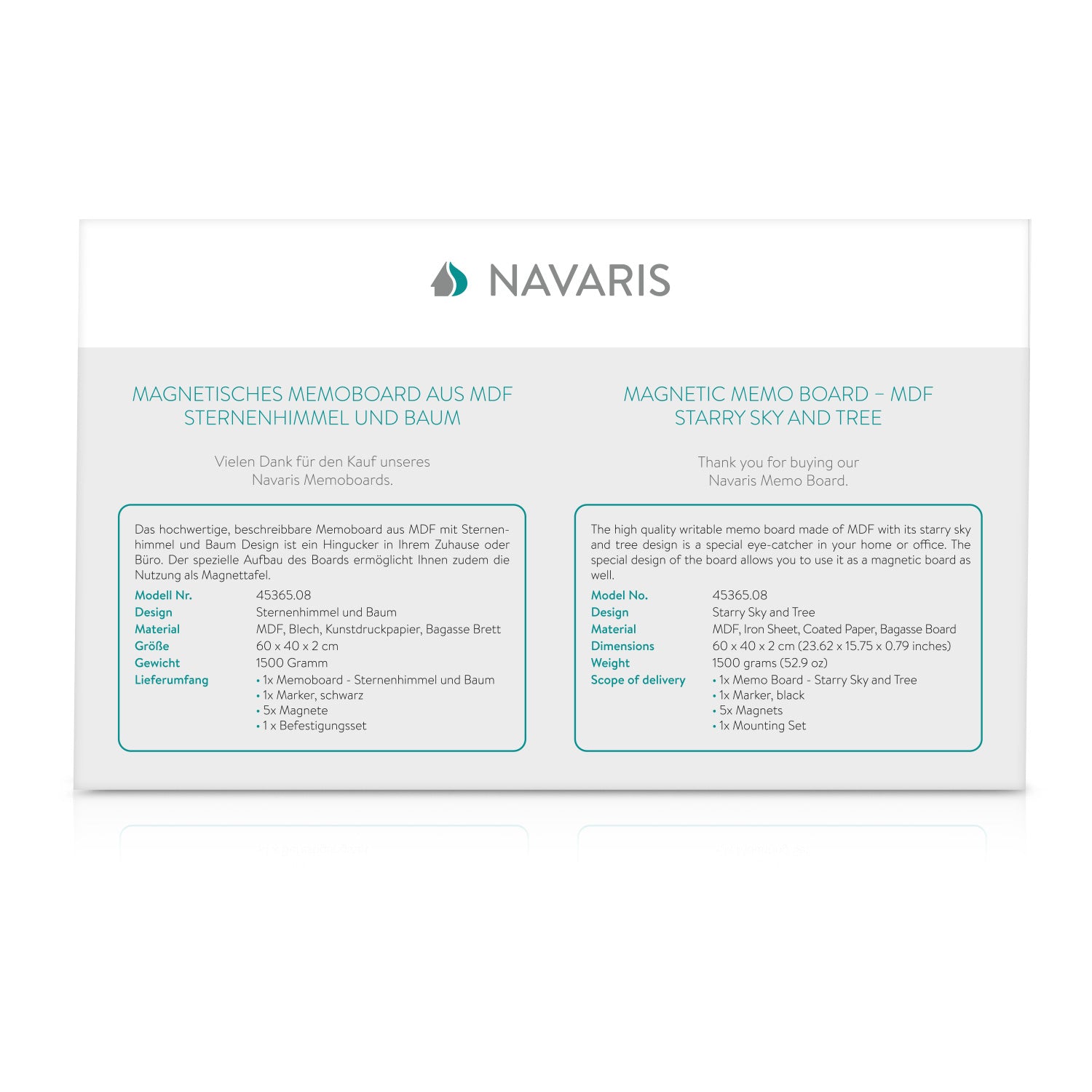 Navaris Magnetic Memo Board - Μαγνητικός Πίνακας Ανακοινώσεων - 40 x 60 cm - Design Starry Sky and Tree - 45365.08