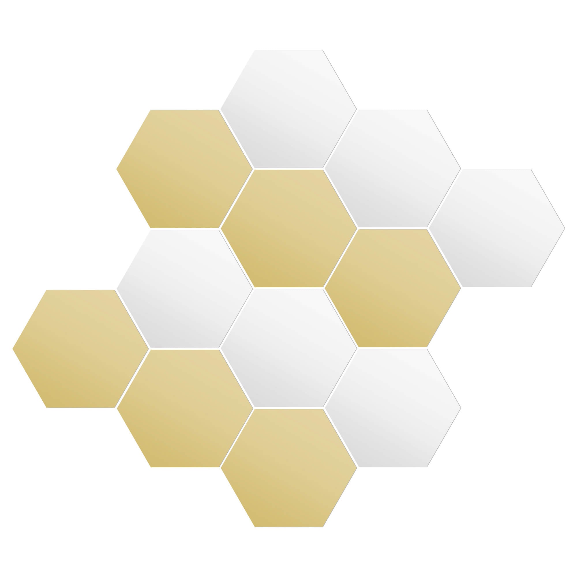 Navaris Σετ με 12 Ακρυλικά Εξάγωνα Αυτοκόλλητα Πάνελ Καθρέπτες Τοίχου - Silver / Gold - 56744.03