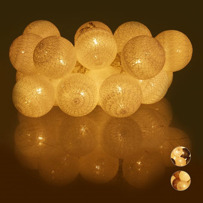 Relaxdays LED Light Chain - Διακοσμητικά Φώτα με 20 Μπάλες - Ζεστό Λευκό - 4052025942885