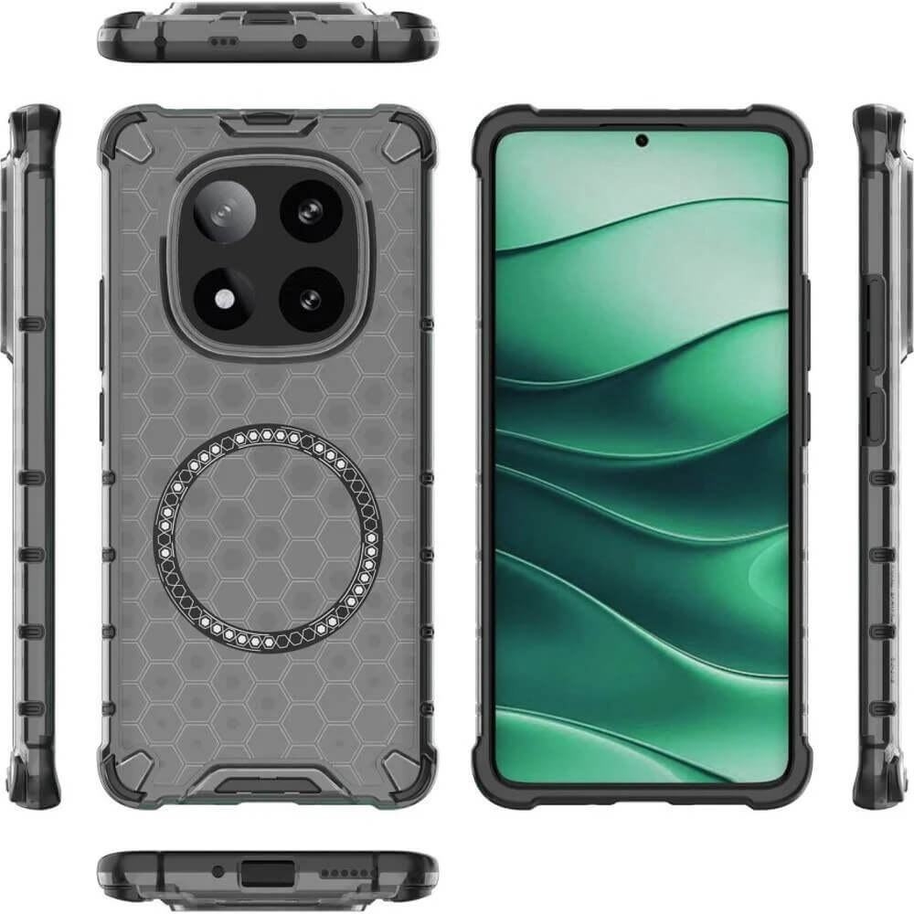Techsuit Xiaomi Redmi Note 14 Pro 5G / Poco X7 Honeycomb Shield MagSafe Σκληρή Θήκη με Πλαίσιο Σιλικόνης - Black