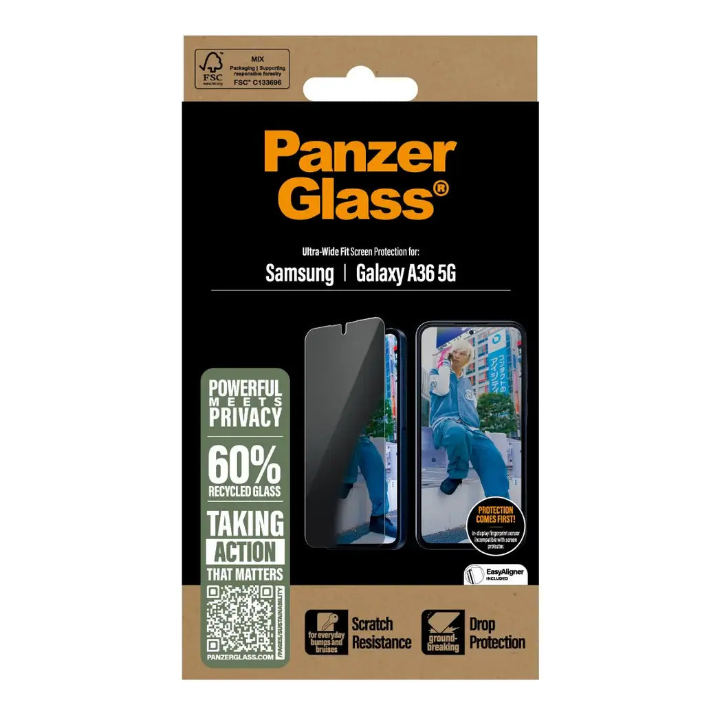 PanzerGlass Samsung Galaxy A36 5G Privacy Ultra-Wide Fit Full Screen Αντιχαρακτικό Γυαλί Οθόνης - Black