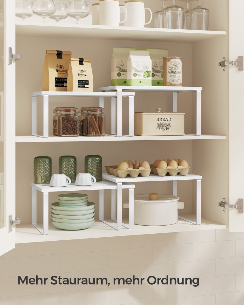 Songmics Σετ με 2 Ξύλινα Ράφια για τον Πάγκο - Cloud White / Snow White - KCS02W01