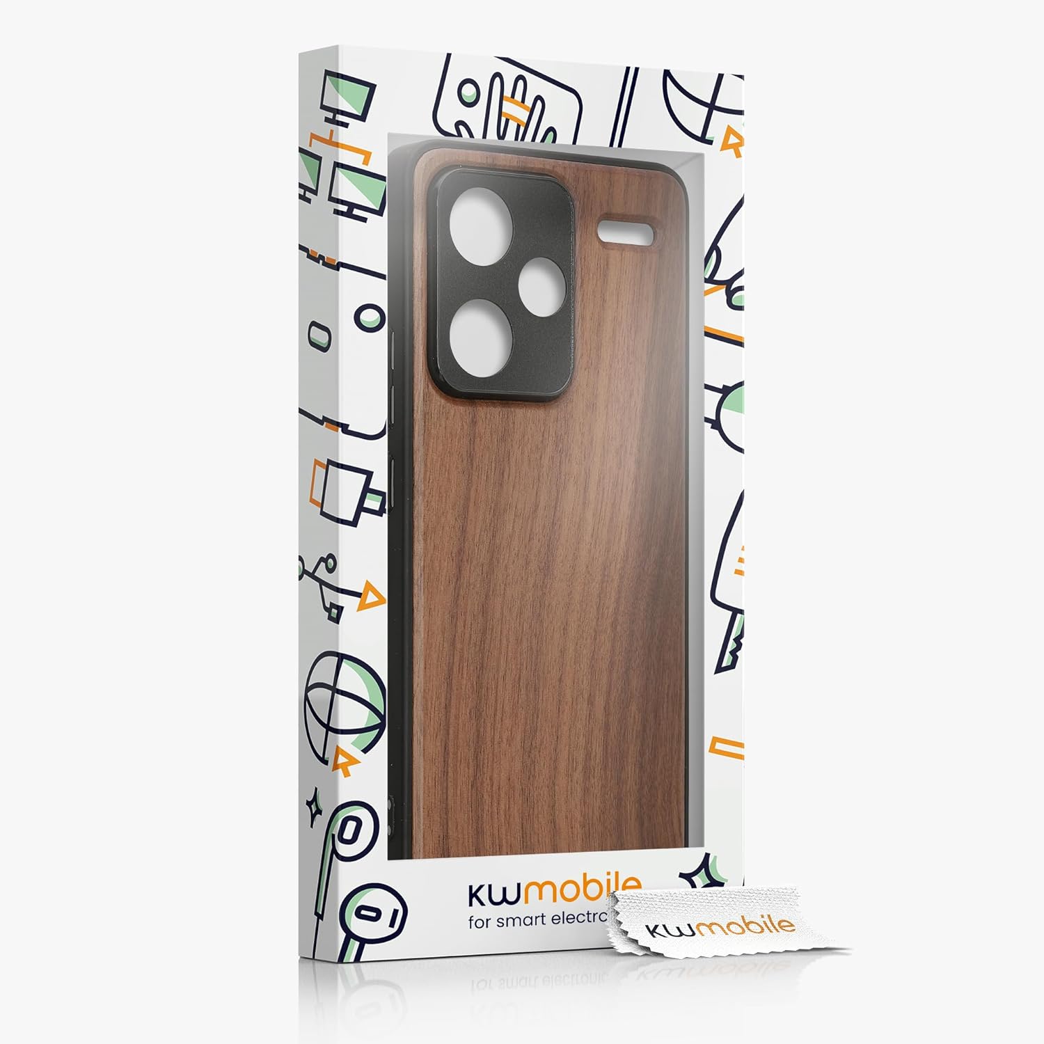 KW Xiaomi Redmi Note 13 Pro+ 5G Θήκη από Φυσικό Ξύλο - Dark Brown