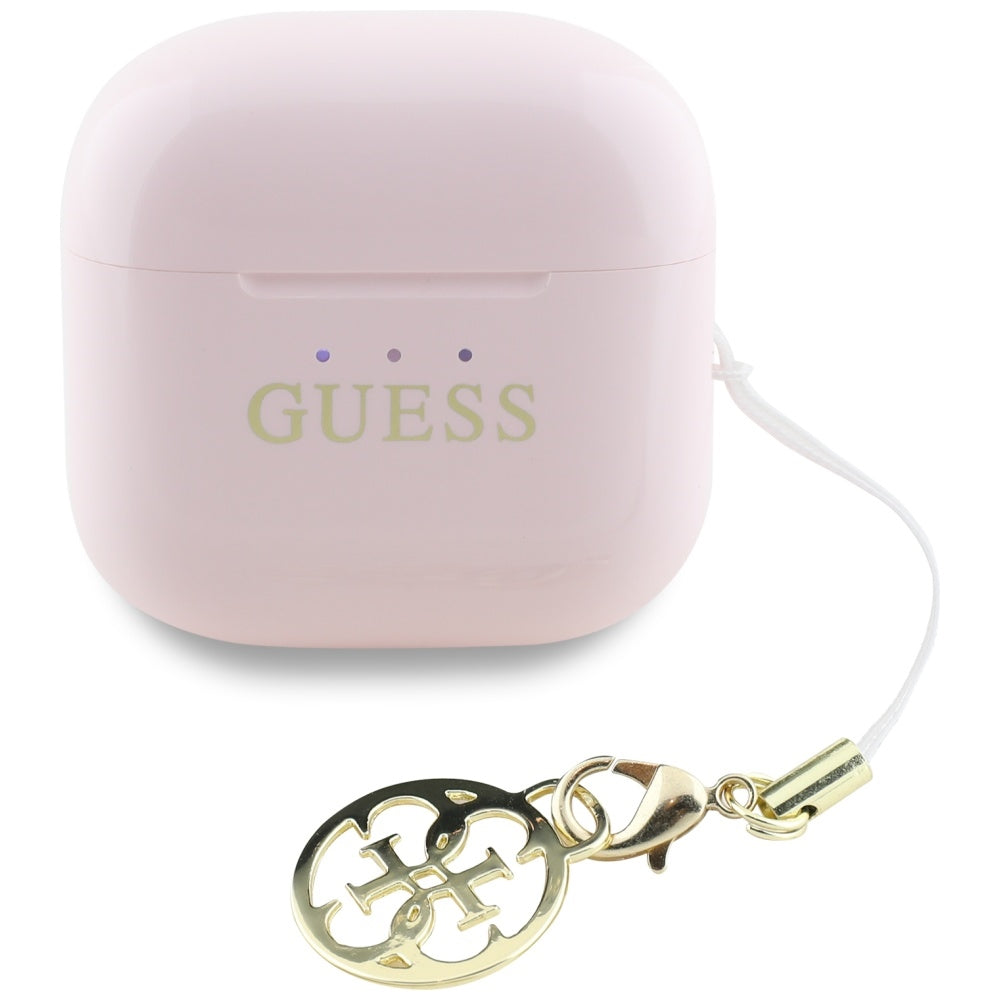 Guess TWS Glossy Effect Printed Classic Logo and Charm - Bluetooth 5.4 - Ασύρματα ακουστικά για Κλήσεις / Μουσική - Pink