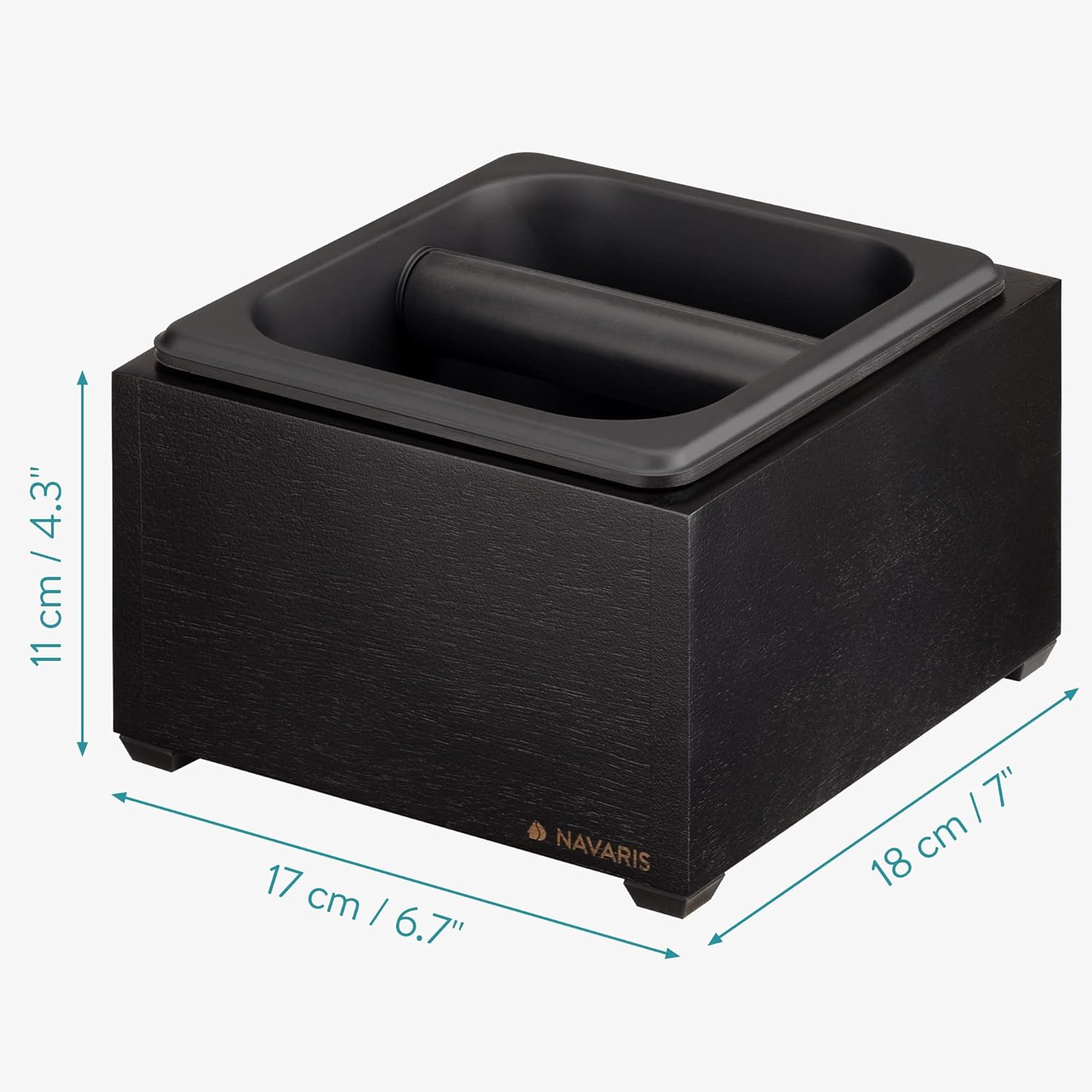 Navaris Ξύλινο Δοχείο Χτυπήματος Κλείστρου - Acacia Wood - Black - 54693.03