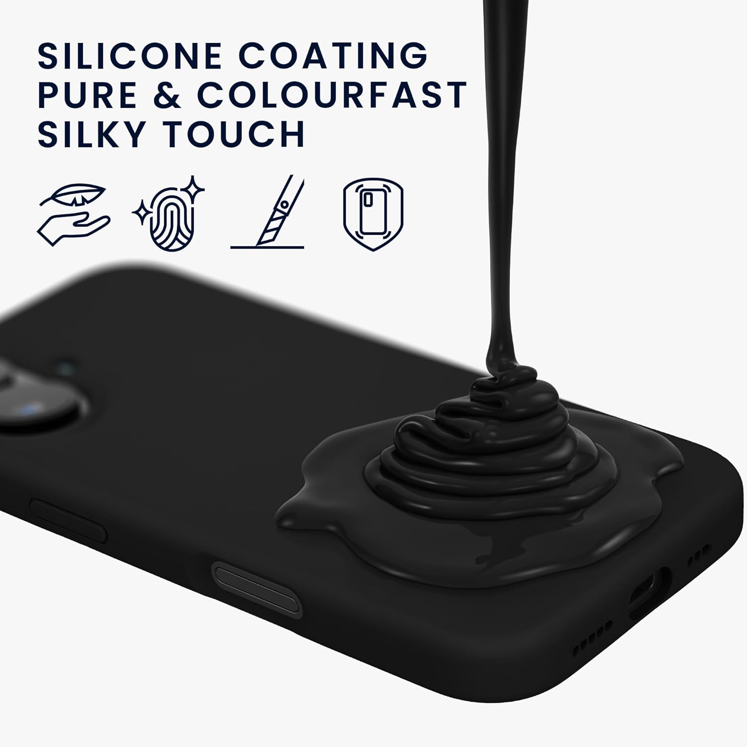 KW iPhone 16 Θήκη Σιλικόνης Rubberized TPU - Black