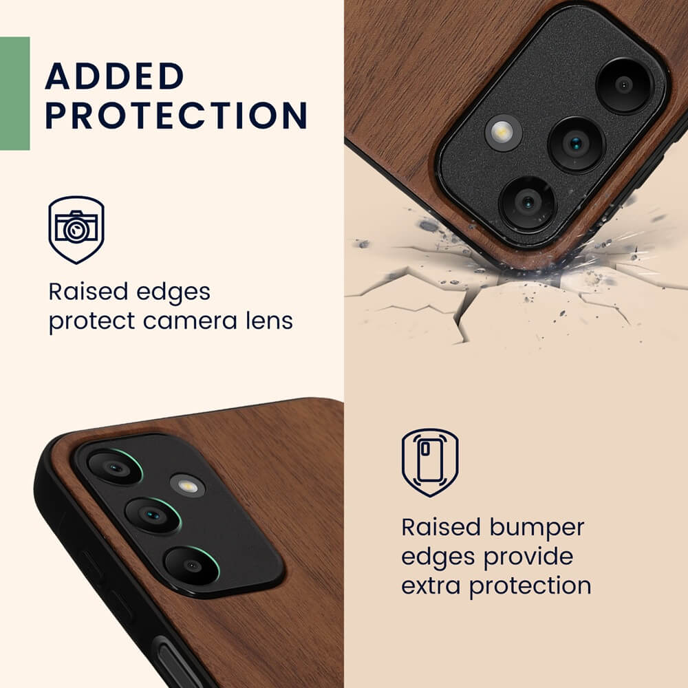 KW Samsung Galaxy A15 4G / A15 5G Θήκη από Φυσικό Ξύλο - Design Compass Vintage - Dark Brown