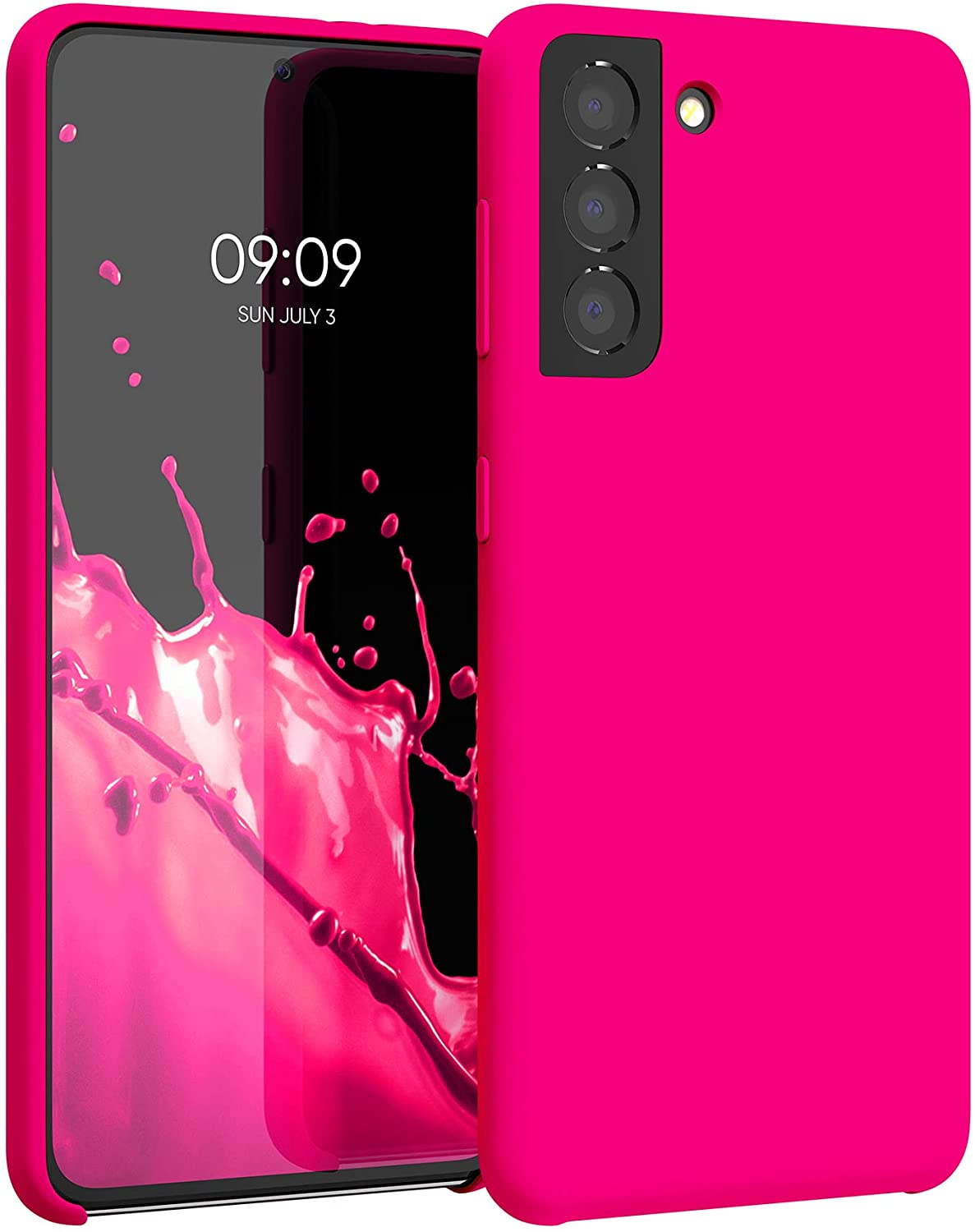 KW Samsung Galaxy S21 Θήκη Σιλικόνης Rubber TPU - Neon Pink - 54056.77