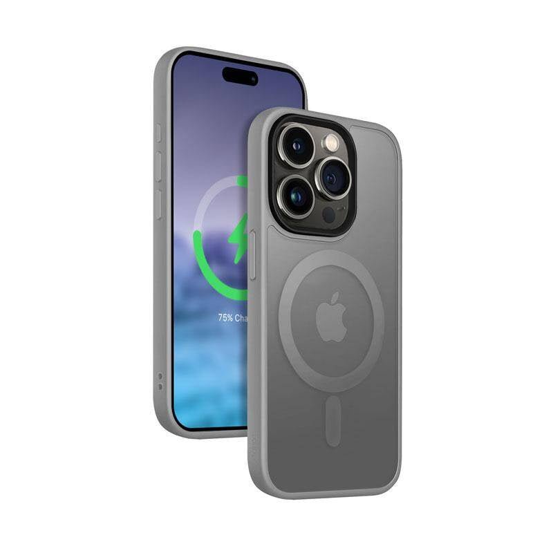 Crong iPhone 15 Pro Hybrid Frost Mag - Σκληρή Θήκη με Πλαίσιο Σιλικόνης και MagSafe - Grey