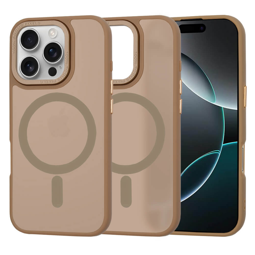 Techsuit iPhone 16 Pro - HaloFrost Series MagSafe - Σκληρή Θήκη με Πλαίσιο Σιλικόνης - Sandstone Brown