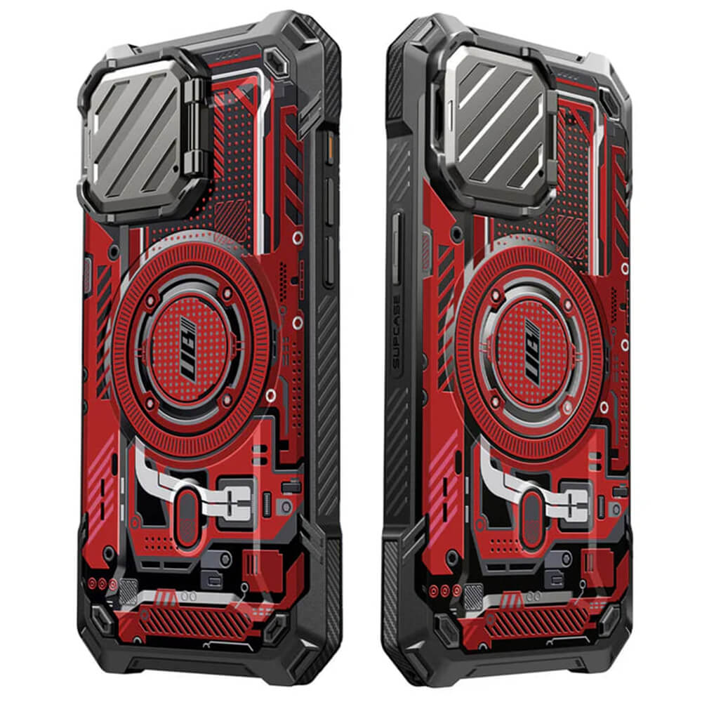 Supcase iPhone 15 Pro Max - Unicorn Beetle XT MagSafe - Σκληρή Θήκη με Προστασία Κάμερας / Stand - Red Circuit
