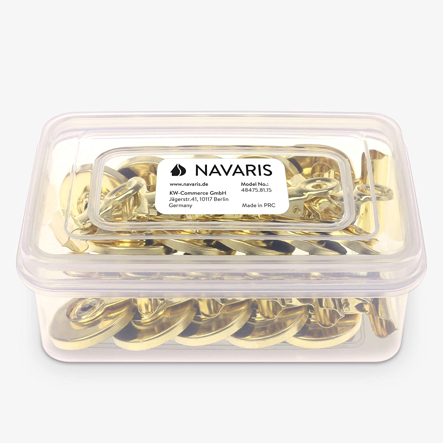 Navaris Μαγνητάκια για το Ψυγείο και για Πίνακα με Κλιπ - Σετ 15 τεμαχίων - Gold - 48475.21.15