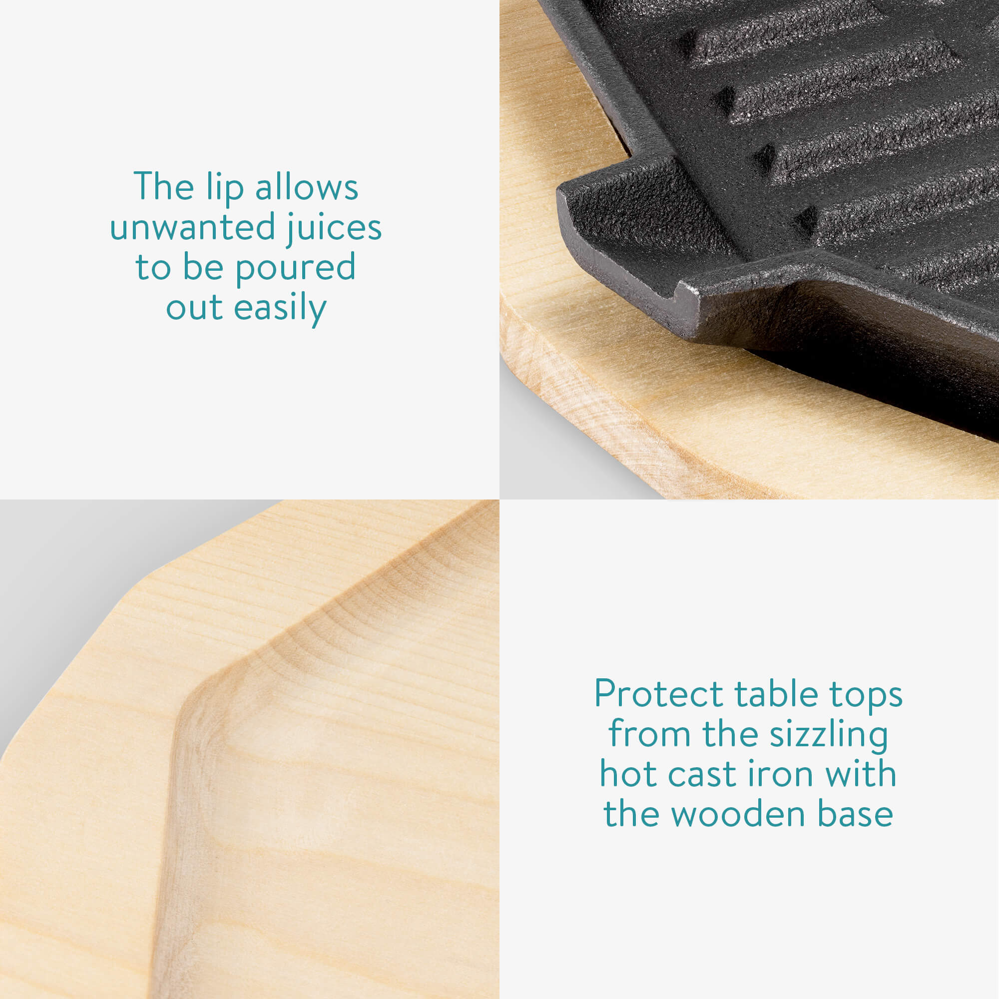 Navaris Μαντεμένιο Τηγάνι με Ξύλινη Λαβή και Βάση - Light Brown / Black - 57022.01