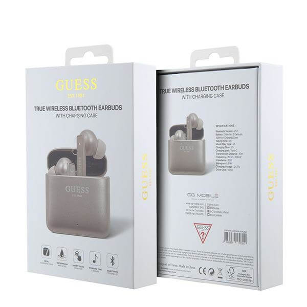 Guess TWS Printed Logo - Bluetooth 5.1 - Ασύρματα ακουστικά για Κλήσεις / Μουσική - Rose Gold