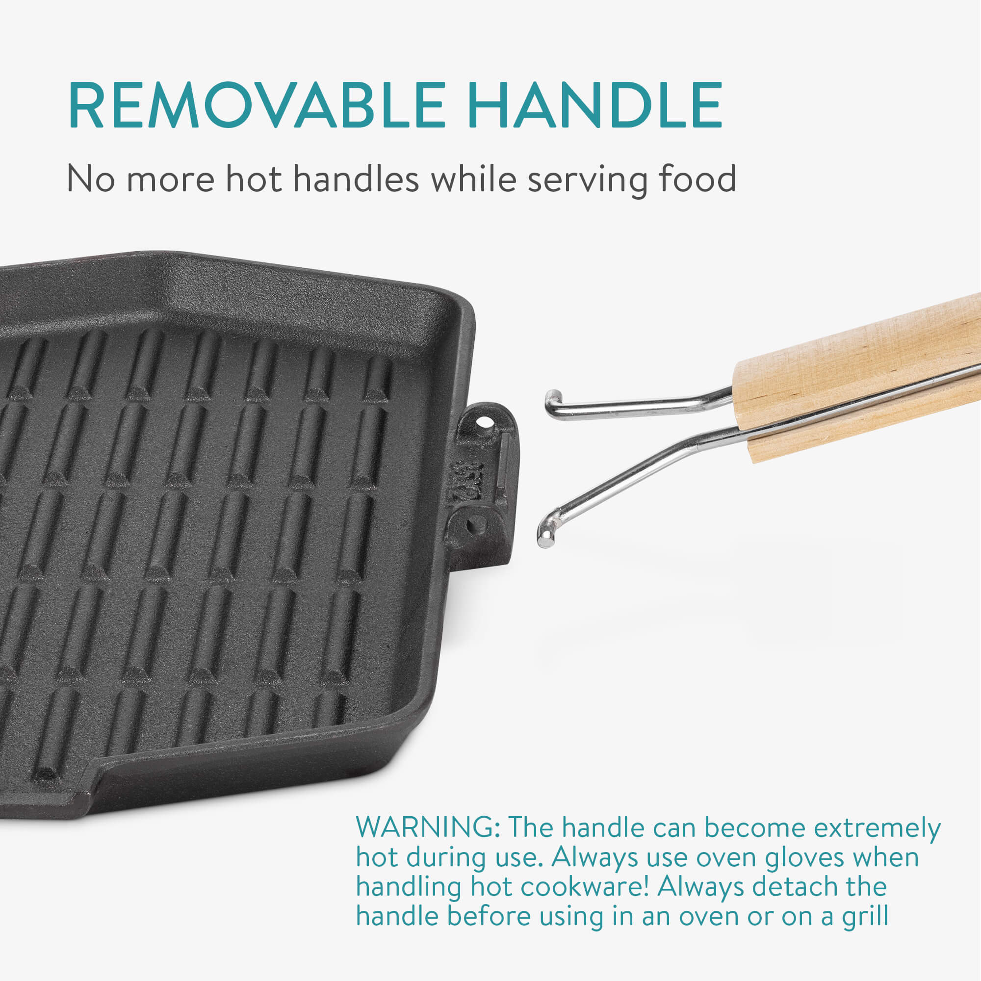 Navaris Μαντεμένιο Τηγάνι με Ξύλινη Λαβή και Βάση - Light Brown / Black - 57022.01