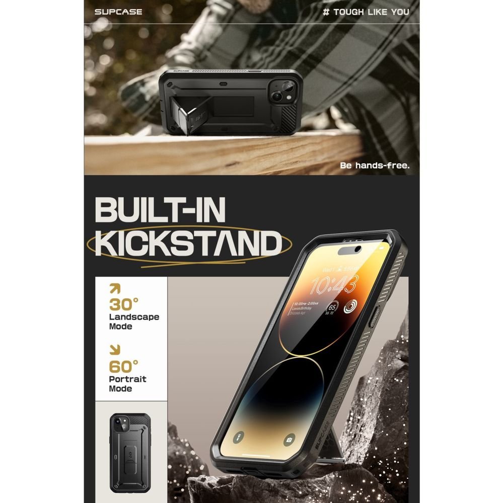 Supcase iPhone 15 Plus Unicorn Beetle Pro Σκληρή Θήκη με Προστασία Οθόνης και Stand - Black