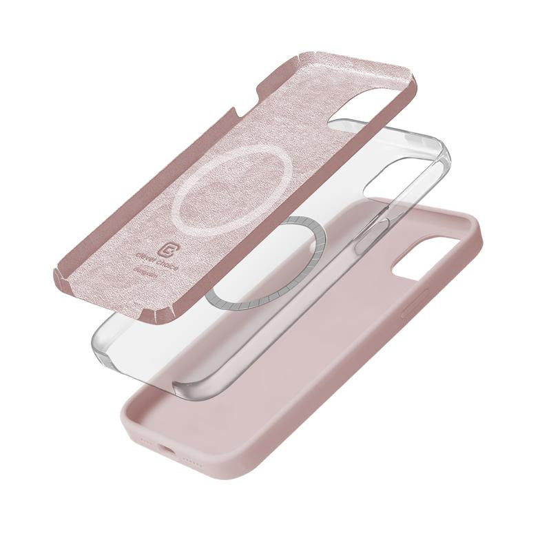 Crong iPhone 15 Color Cover Magnetic - Θήκη Σιλικόνης με MagSafe - Sand Pink