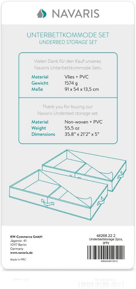 Navaris Σετ με 2 Κουτιά Αποθήκευσης Ρούχων και Κλινοσκεπασμάτων - Grey - 46268.22.2