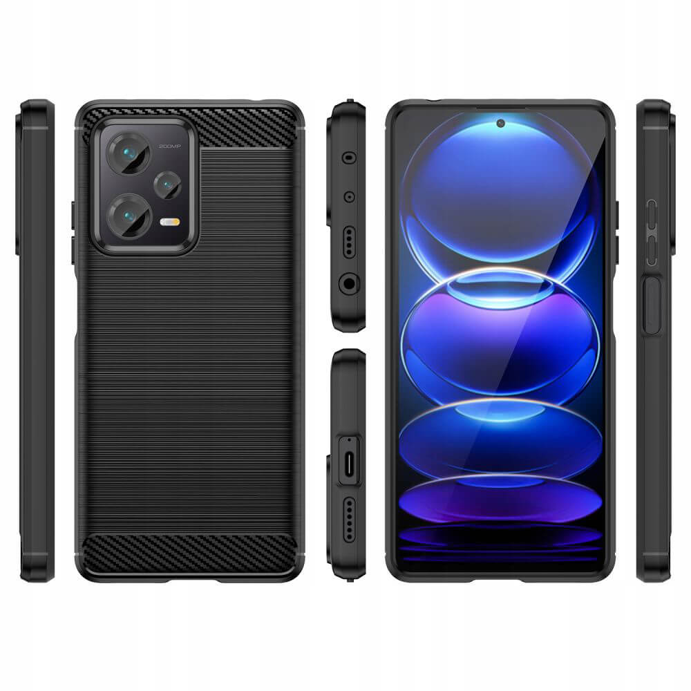 Techsuit Xiaomi Redmi Note 12 5G / Poco X5 5G Carbon Silicone Θήκη Σιλικόνης TPU - Black