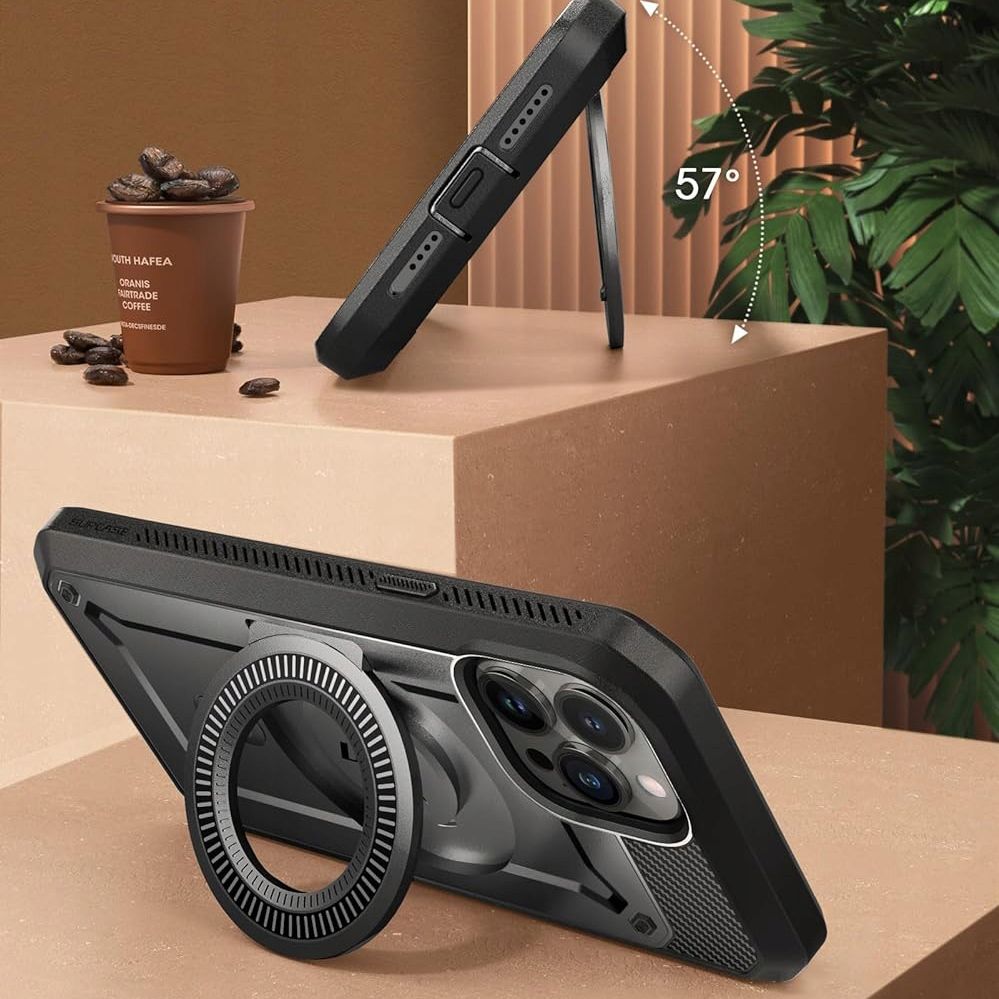 Supcase iPhone 15 Pro Max UB Pro Mag Σκληρή Θήκη με Προστασία Οθόνης και Stand με Magsafe - Black