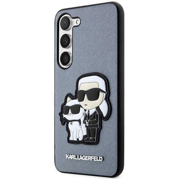 Karl Lagerfeld Samsung Galaxy S23+ - Saffiano Karl and Choupette Body Σκληρή Θήκη με Επένδυση Συνθετικού Δέρματος και Πλαίσιο Σιλικόνης - Grey - KLHCS23MSANKCPG