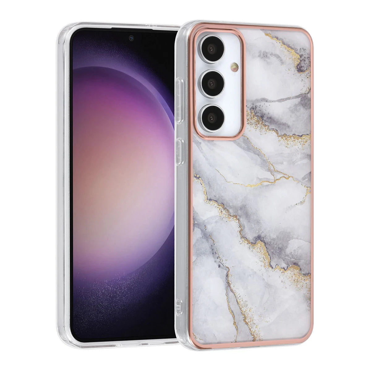 Tuniq Samsung Galaxy S24 Plus - Σκληρή Θήκη με Πλαίσιο Σιλικόνης - Σχέδιο Μάρμαρο - Γκρί