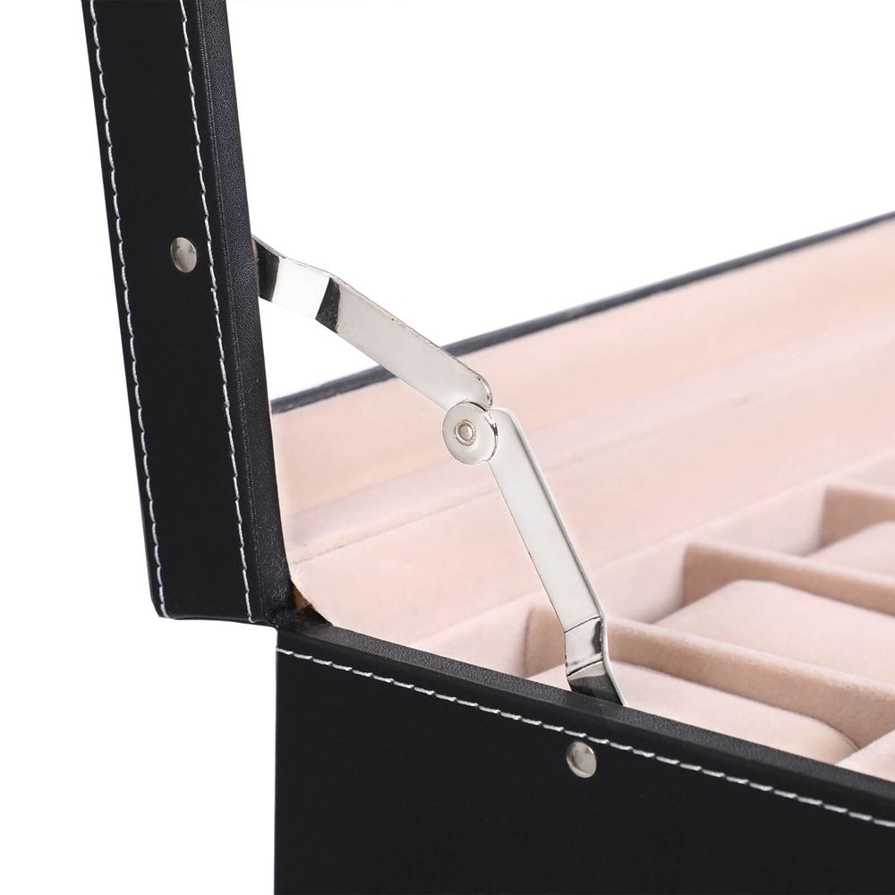 Songmics Κουτί Αποθήκευσης 2 Επιπέδων για 12 Ρολόγια και Κοσμήματα - Black / Beige - JWB012