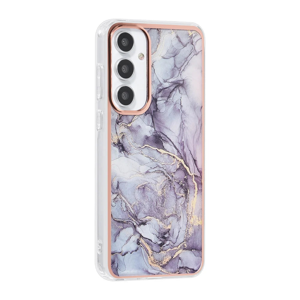 Tuniq Samsung Galaxy A55 5G - Σκληρή Θήκη με Πλαίσιο Σιλικόνης - Σχέδιο Μάρμαρο - Σκούρο Γκρί