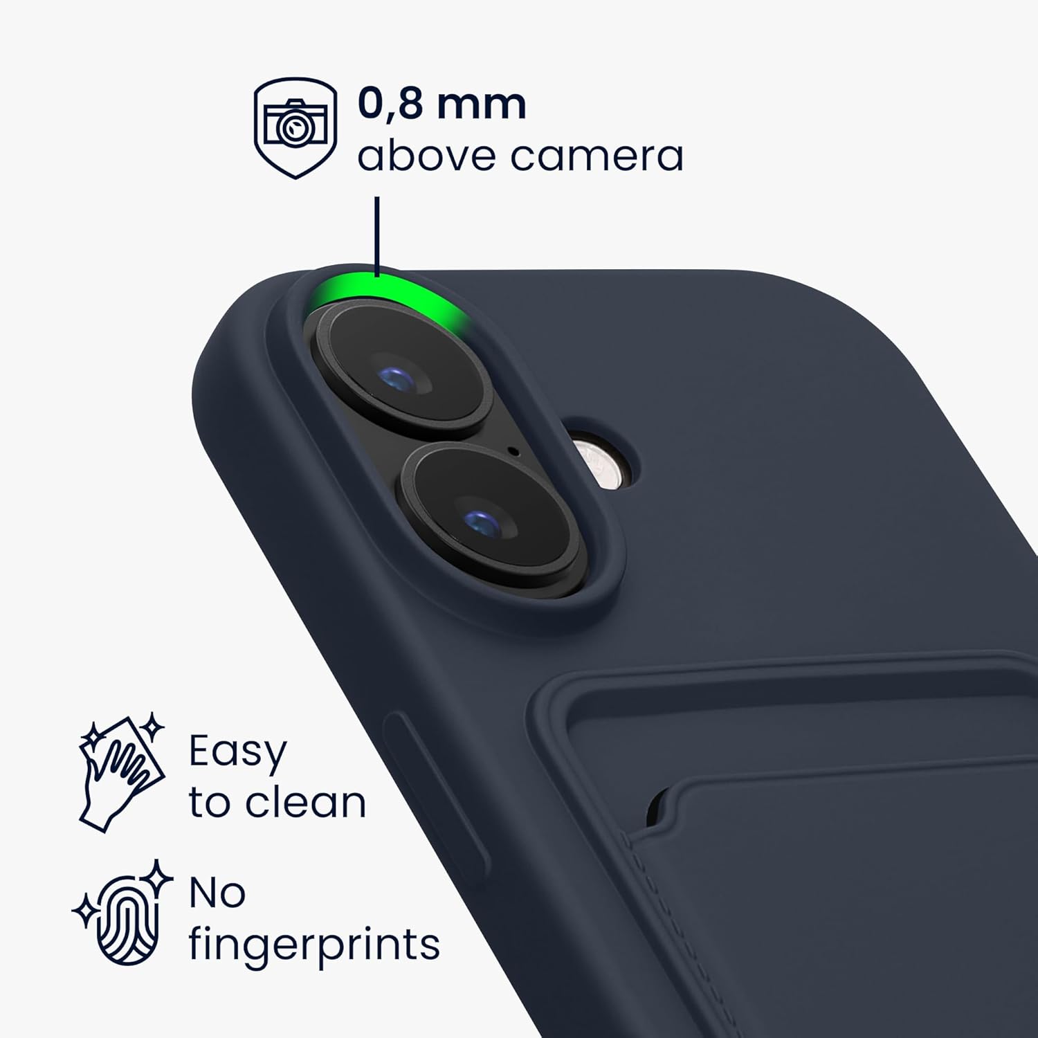 KW iPhone 16 Θήκη Σιλικόνης TPU με Υποδοχή για Κάρτα - Dark Blue