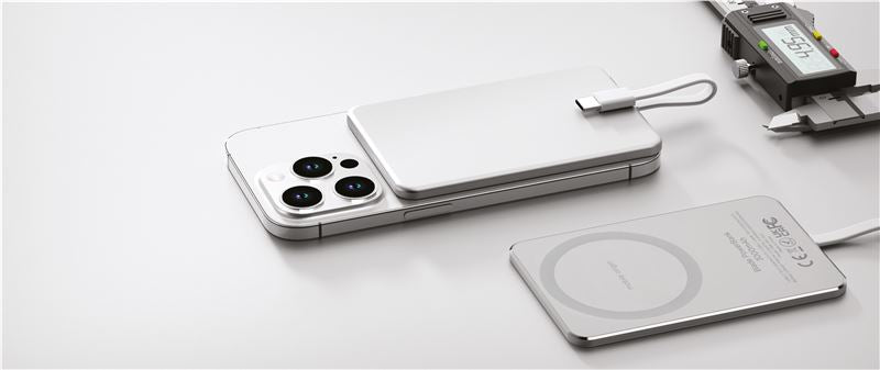 Mobile Origin Origin Blade PowerBank 3000mAh με Ενσωματωμένο Καλώδιο Type-C και Type-C to Type-C Καλώδιο - Silver