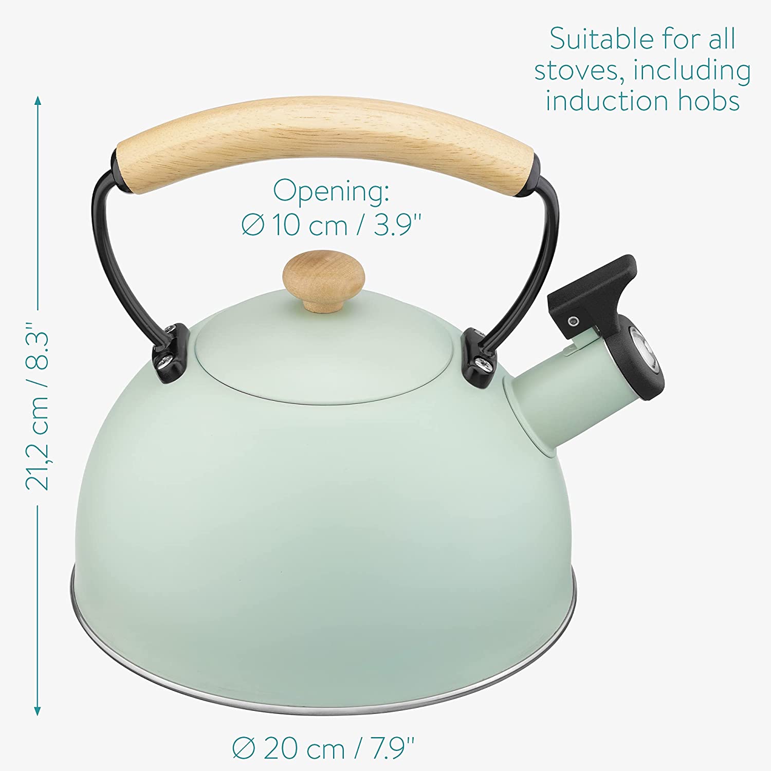 Navaris Stainless Steel Tea Kettle Βραστήρας από Ανοξείδωτο Ατσάλι - Mint Green - 54009.01