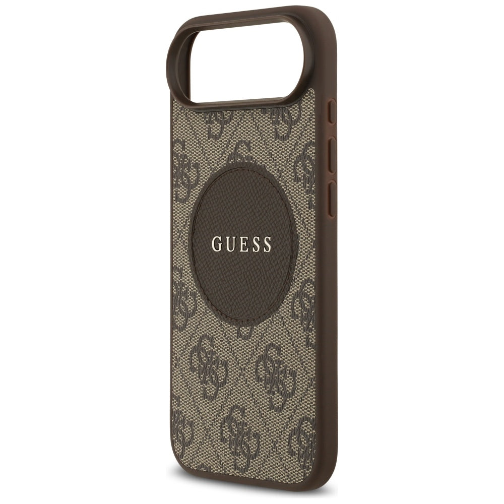 Guess iPhone Air - 4G Circle Classic Logo MagSafe - Θήκη με Επένδυση Συνθετικού Δέρματος - Brown - GUHMP17MP4PGRSGW