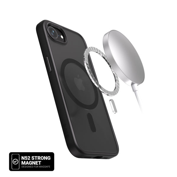 Crong iPhone 16e Hybrid Frost Mag - Σκληρή Θήκη με Πλαίσιο Σιλικόνης και MagSafe - Black