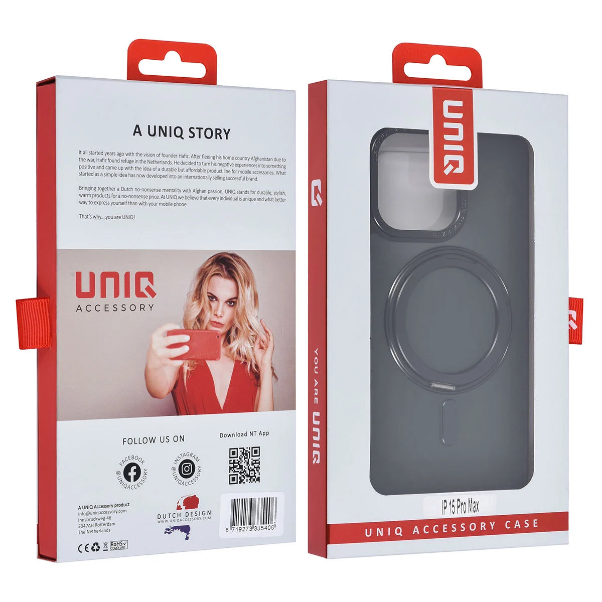 Tuniq iPhone 15 Pro Max - Σκληρή MagSafe Θήκη με Περιστρεφόμενο Δαχτυλίδι Συγκράτησης - Μαύρο